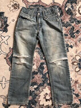 Denizen Levis Boys Distressed Ripped Blue Denim Size 7